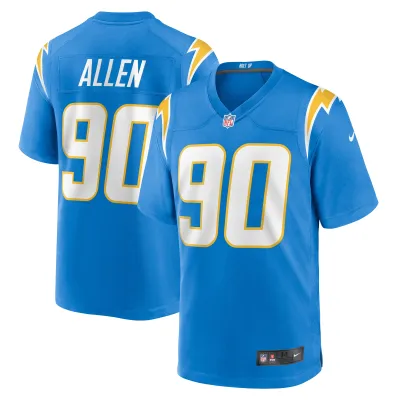 Men's Los Angeles Chargers Brevin Allen Powder Blue Team Game Jersey 01