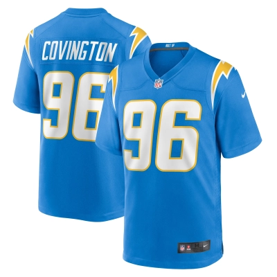 Men's Los Angeles Chargers Christian Covington Powder Blue Team Game Jersey 01