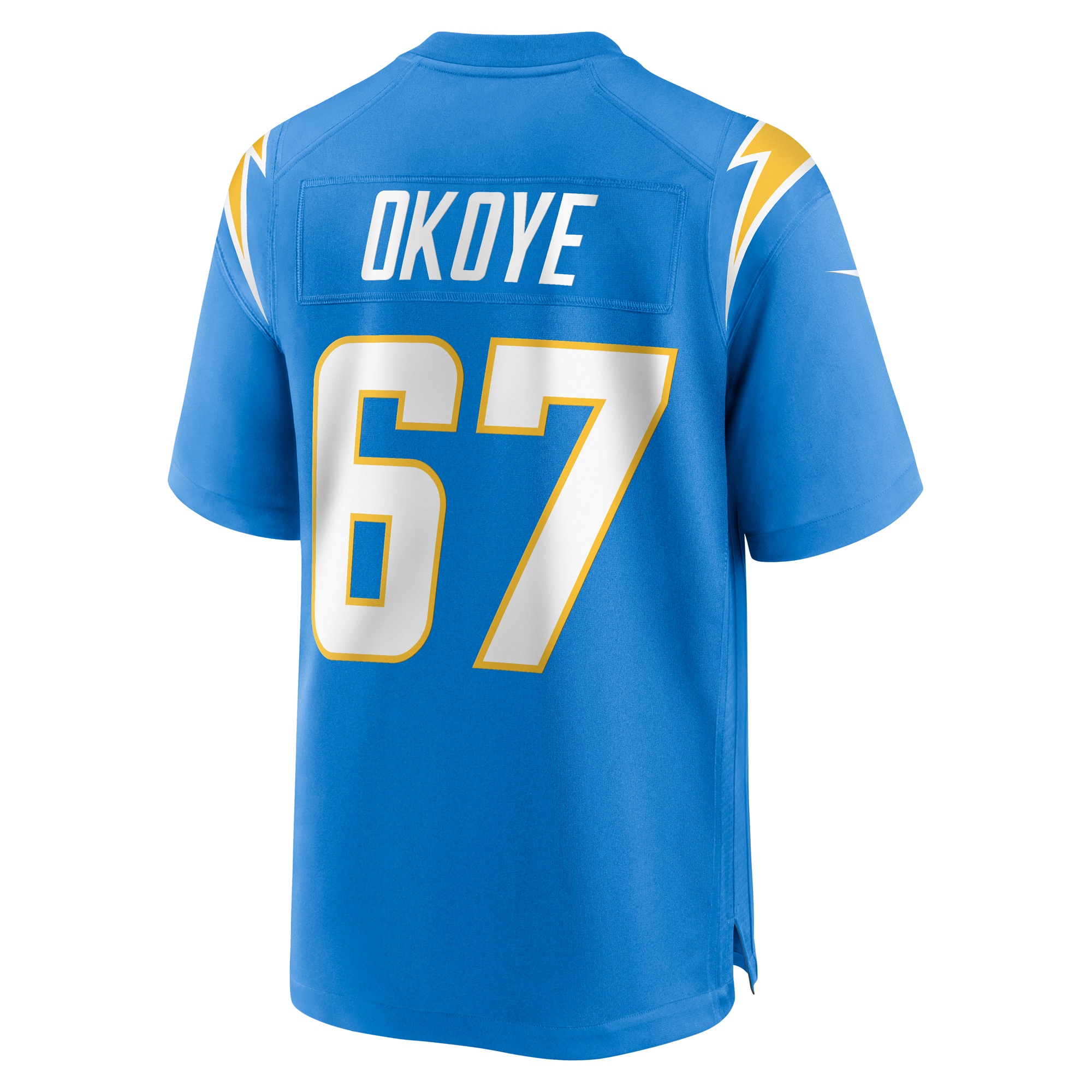 Men's Los Angeles Chargers CJ Okoye Powder Blue Team Game Jersey
