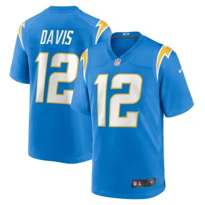 Men's Los Angeles Chargers Derius Davis Powder Blue Team Game Jersey 01