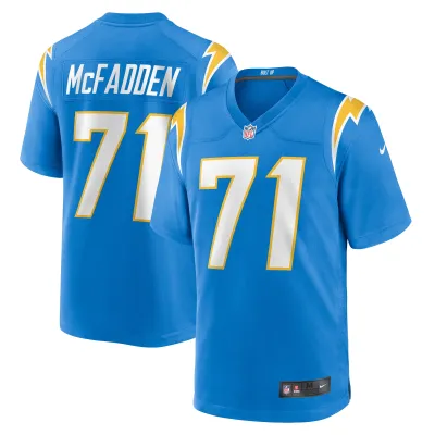 Men's Los Angeles Chargers Jordan McFadden Powder Blue Team Game Jersey 01