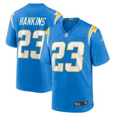 Men's Los Angeles Chargers Matt Hankins Powder Blue Team Game Jersey 01