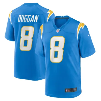 Men's Los Angeles Chargers Max Duggan Powder Blue Team Game Jersey 01