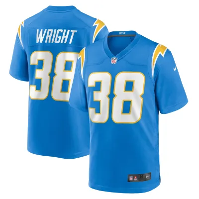 Men's Los Angeles Chargers Milton Wright Powder Blue Game Jersey 01