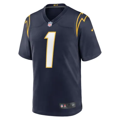 Men's Los Angeles Chargers Quentin Johnston Navy Alternate Game Jersey 02