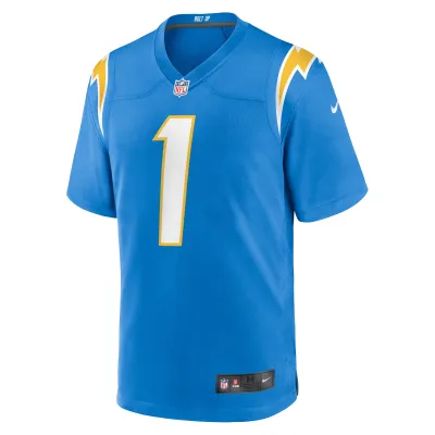 Men's Los Angeles Chargers Quentin Johnston Powder Blue 2023 NFL Draft First Round Pick Game Player Jersey 02