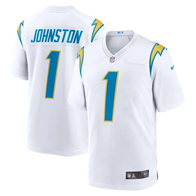 Men's Los Angeles Chargers Quentin Johnston White Away Game Jersey 01