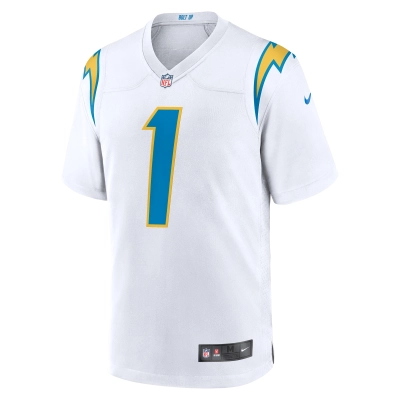 Men's Los Angeles Chargers Quentin Johnston White Away Game Jersey 02