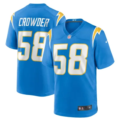Men's Los Angeles Chargers Tae Crowder Powder Blue Team Game Jersey 01