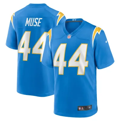 Men's Los Angeles Chargers Tanner Muse Powder Blue Team Game Jersey 01