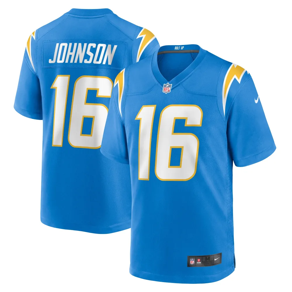 Men's Los Angeles Chargers Tyler Johnson Powder Blue Team Game Jersey
