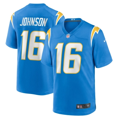 Men's Los Angeles Chargers Tyler Johnson Powder Blue Team Game Jersey 01