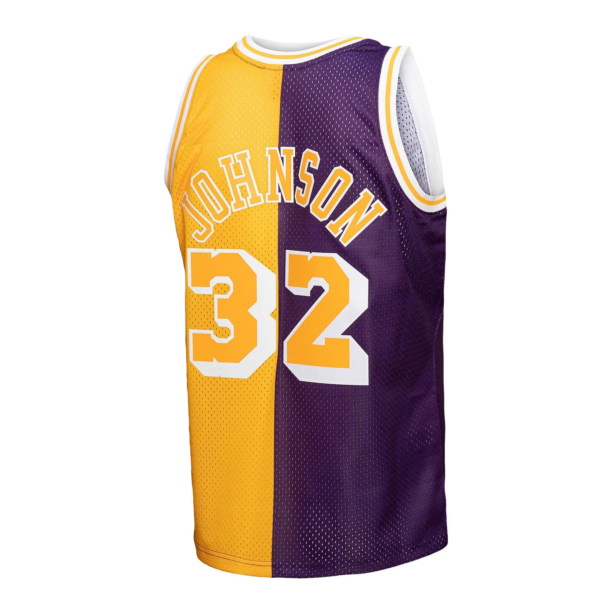 Men's Los Angeles Lakers Purple/Gold Big & Tall Hardwood Classics 1984/85 Split Swingman Jersey
