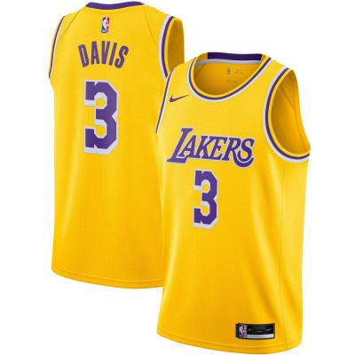 Men's Los Angeles Lakers Anthony Davis Gold Swingman Jersey - Icon Edition 01