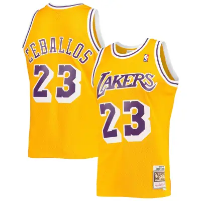 Men's Los Angeles Lakers Cedric Ceballos Gold 1994/95 Hardwood Classics Swingman Jersey 01