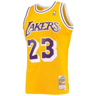 Men's Los Angeles Lakers Cedric Ceballos Gold 1994/95 Hardwood Classics Swingman Jersey 02
