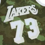 Men's Los Angeles Lakers Dennis Rodman Camo Hardwood Classics 1998/99 Ghost Green Swingman Jersey