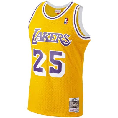 Men's Los Angeles Lakers Ed Jones Gold 1994/95 Hardwood Classics Swingman Jersey 02