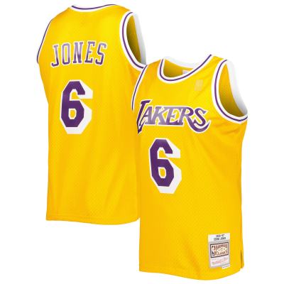Men's Los Angeles Lakers Eddie Jones Gold 1996/97 Hardwood Classics Swingman Jersey 01