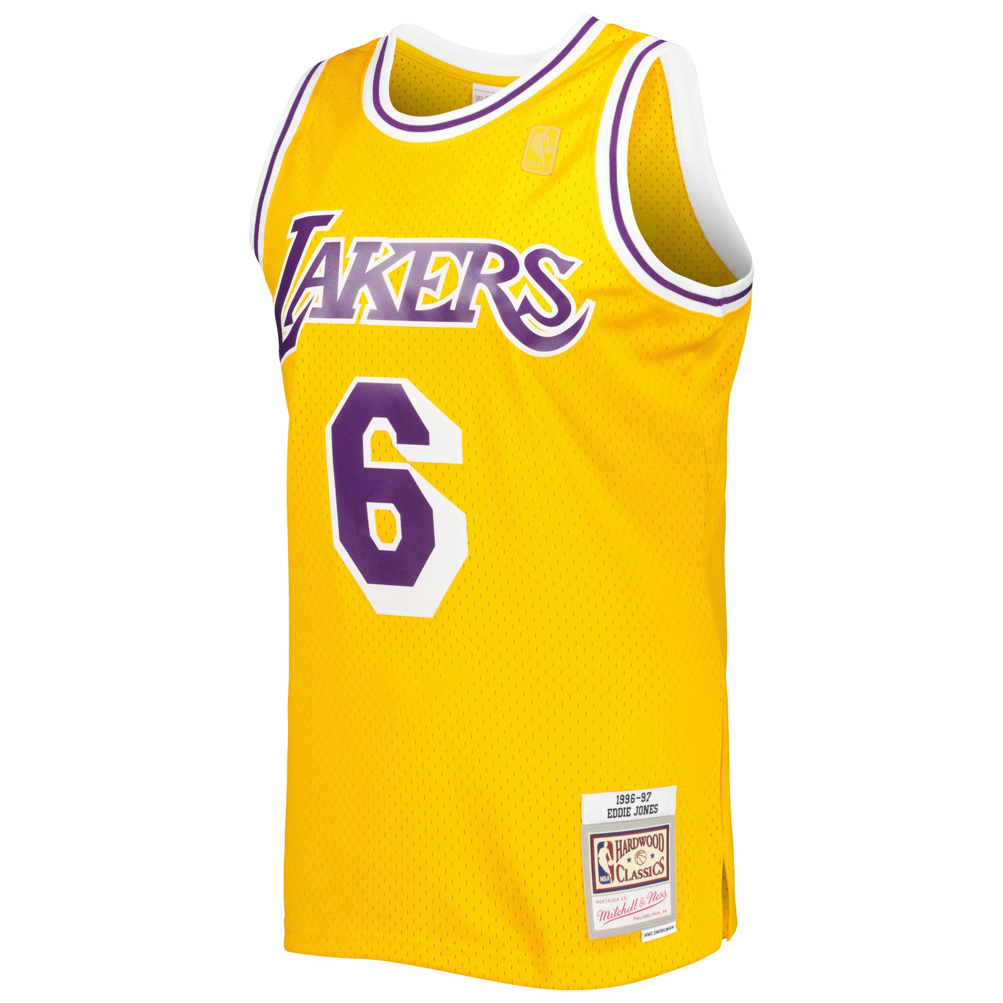 Men's Los Angeles Lakers Eddie Jones Gold 1996/97 Hardwood Classics Swingman Jersey