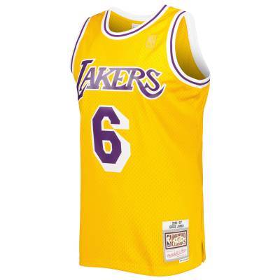 Men's Los Angeles Lakers Eddie Jones Gold 1996/97 Hardwood Classics Swingman Jersey 02