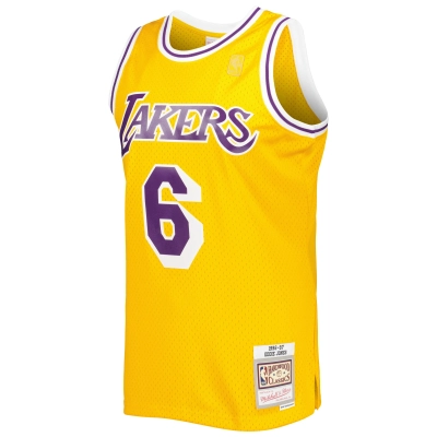 Men's Los Angeles Lakers Eddie Jones Gold 1996/97 Hardwood Classics Swingman Jersey 02