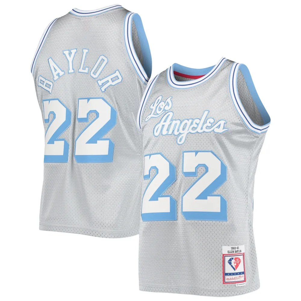 Men's Los Angeles Lakers Elgin Baylor Silver 75th Anniversary 1960/61 Hardwood Classics Swingman Jersey