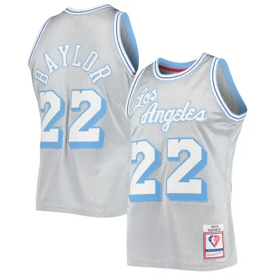 Men's Los Angeles Lakers Elgin Baylor Silver 75th Anniversary 1960/61 Hardwood Classics Swingman Jersey 01