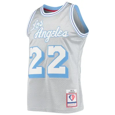 Men's Los Angeles Lakers Elgin Baylor Silver 75th Anniversary 1960/61 Hardwood Classics Swingman Jersey 02