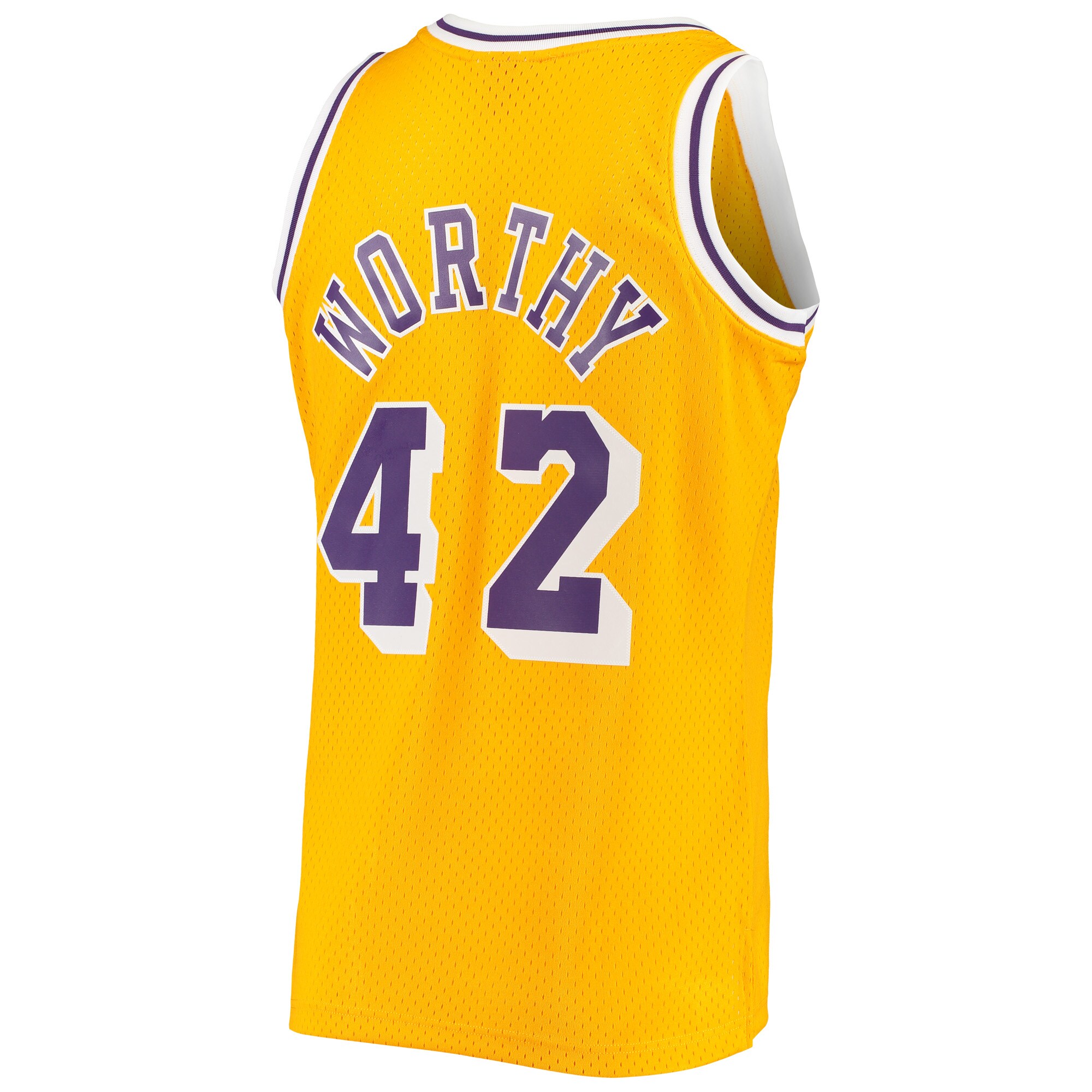 Men's Los Angeles Lakers James Worthy Gold 1984/85 Hardwood Classics Swingman Jersey
