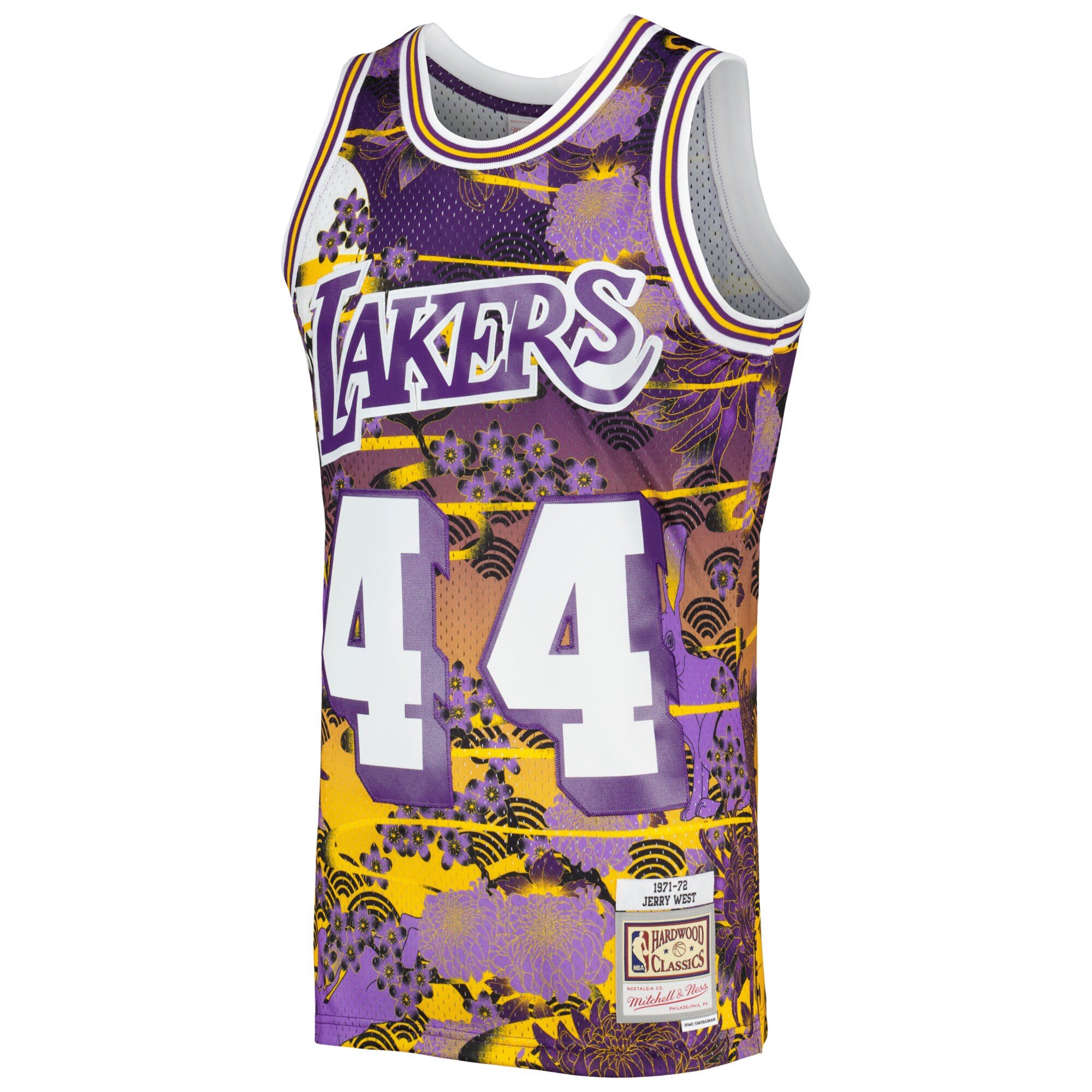 Men's Los Angeles Lakers Jerry West Purple 1971/72 Hardwood Classics Lunar New Year Swingman Jersey