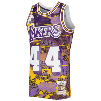 Men's Los Angeles Lakers Jerry West Purple 1971/72 Hardwood Classics Lunar New Year Swingman Jersey 02