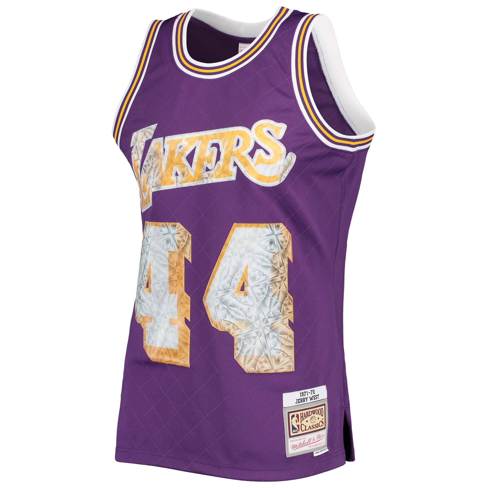 Men's Los Angeles Lakers Jerry West Purple 1971/72 Hardwood Classics NBA 75th Anniversary Diamond Swingman Jersey