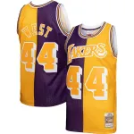 Men's Los Angeles Lakers Jerry West Purple/Gold Hardwood Classics 1971/72 Split Swingman Jersey