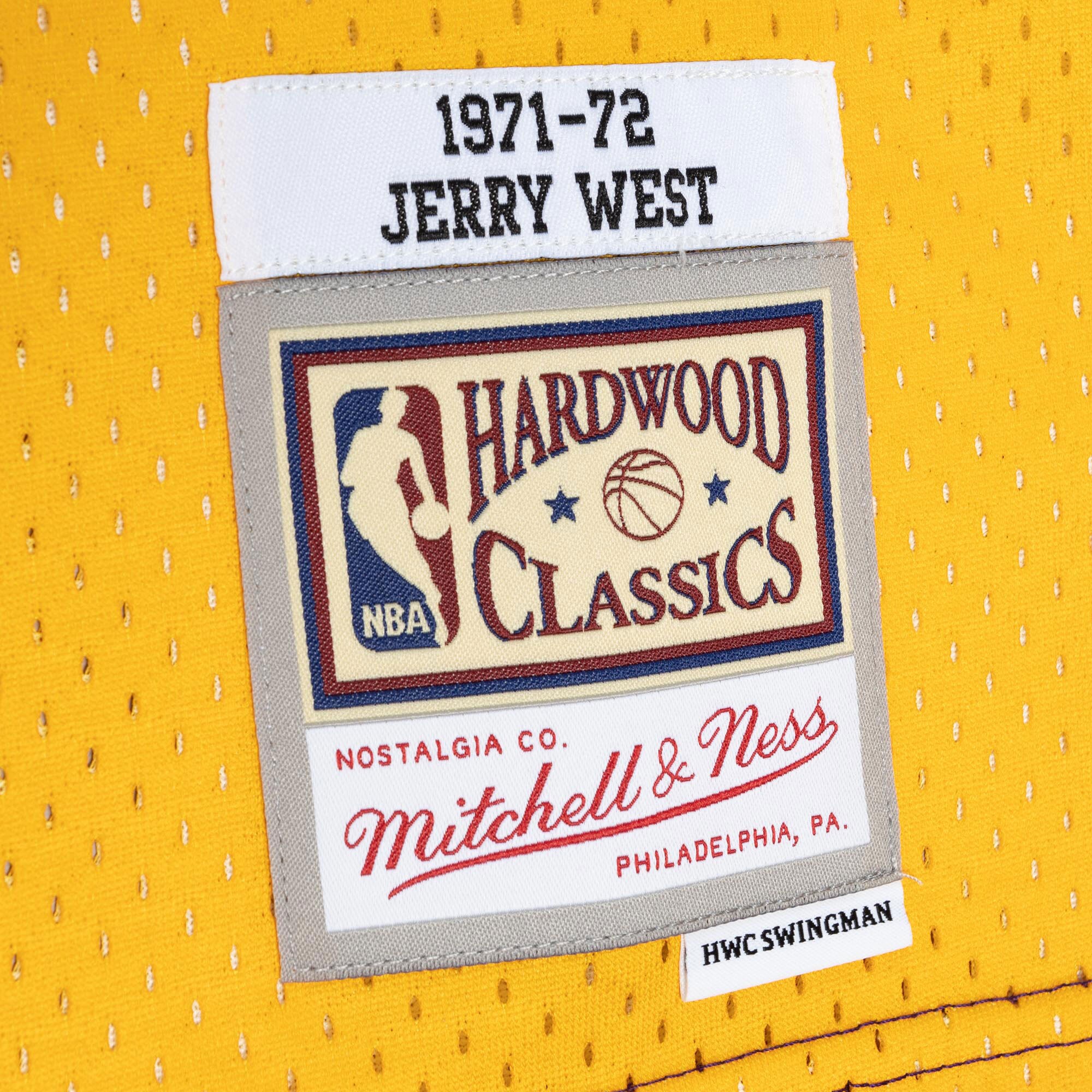 Men's Los Angeles Lakers Jerry West Purple/Gold Hardwood Classics 1971/72 Split Swingman Jersey