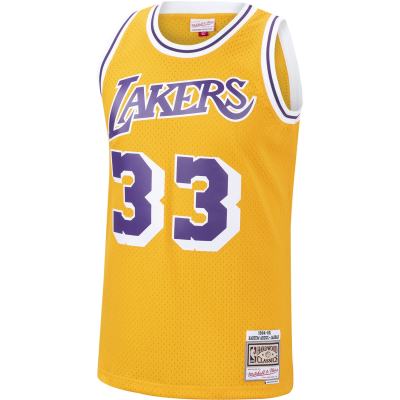 Men's Los Angeles Lakers Kareem Abdul-Jabbar Gold Hardwood Classics Swingman Jersey 02