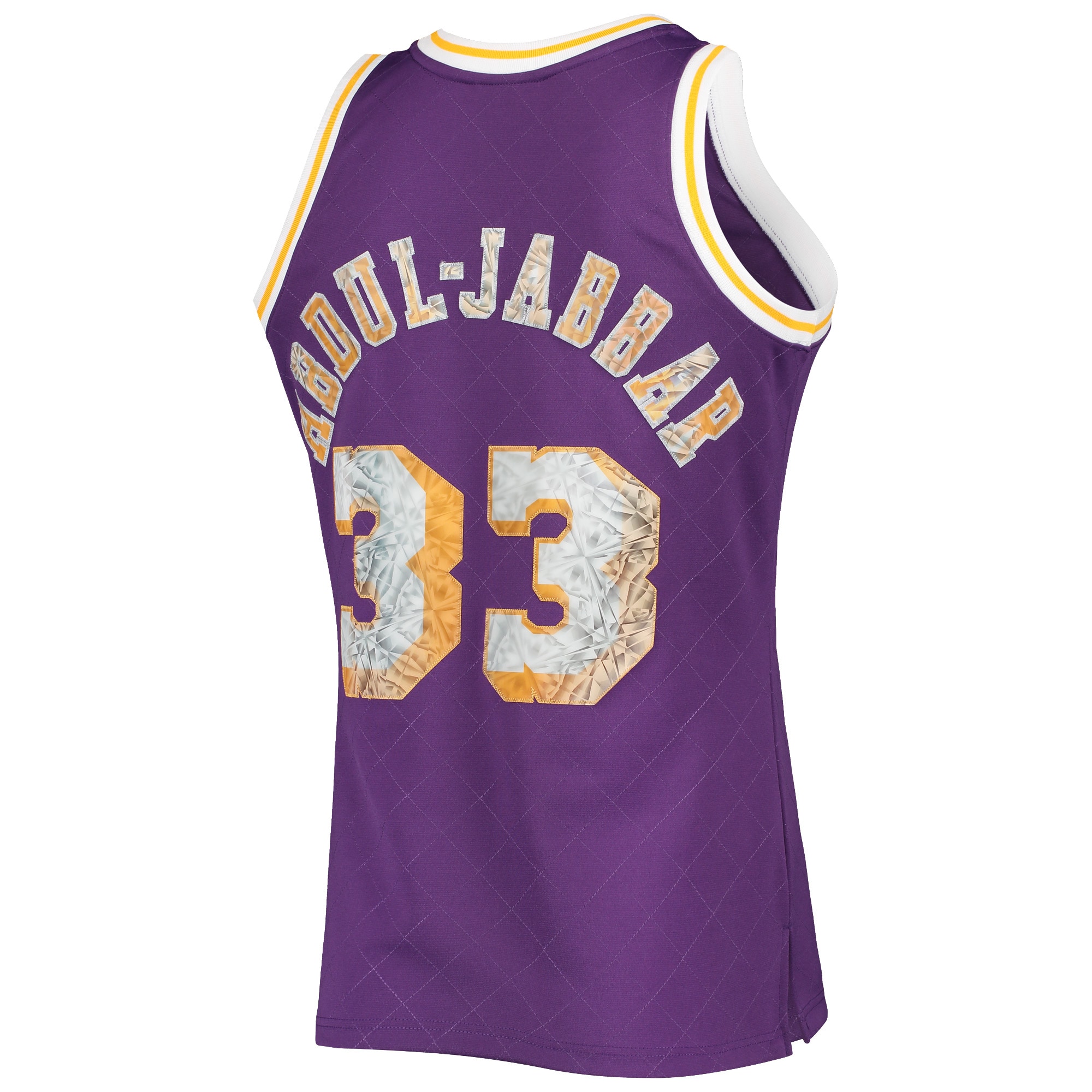 Men's Los Angeles Lakers Kareem Abdul-Jabbar Purple 1996-97 Hardwood Classics NBA 75th Anniversary Diamond Swingman Jersey