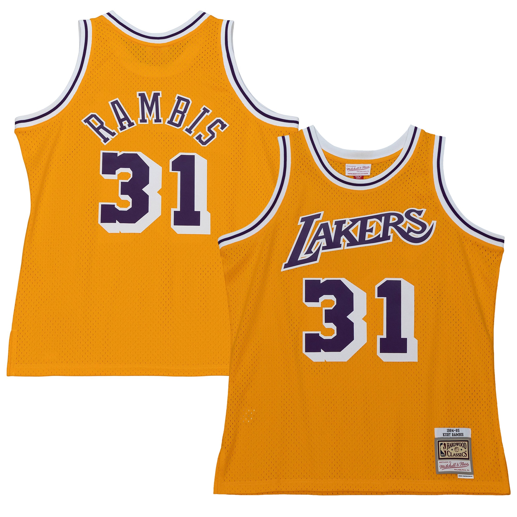 Men's Los Angeles Lakers Kurt Rambis Gold 1984/85 Swingman Jersey