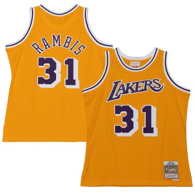 Men's Los Angeles Lakers Kurt Rambis Gold 1984/85 Swingman Jersey 01