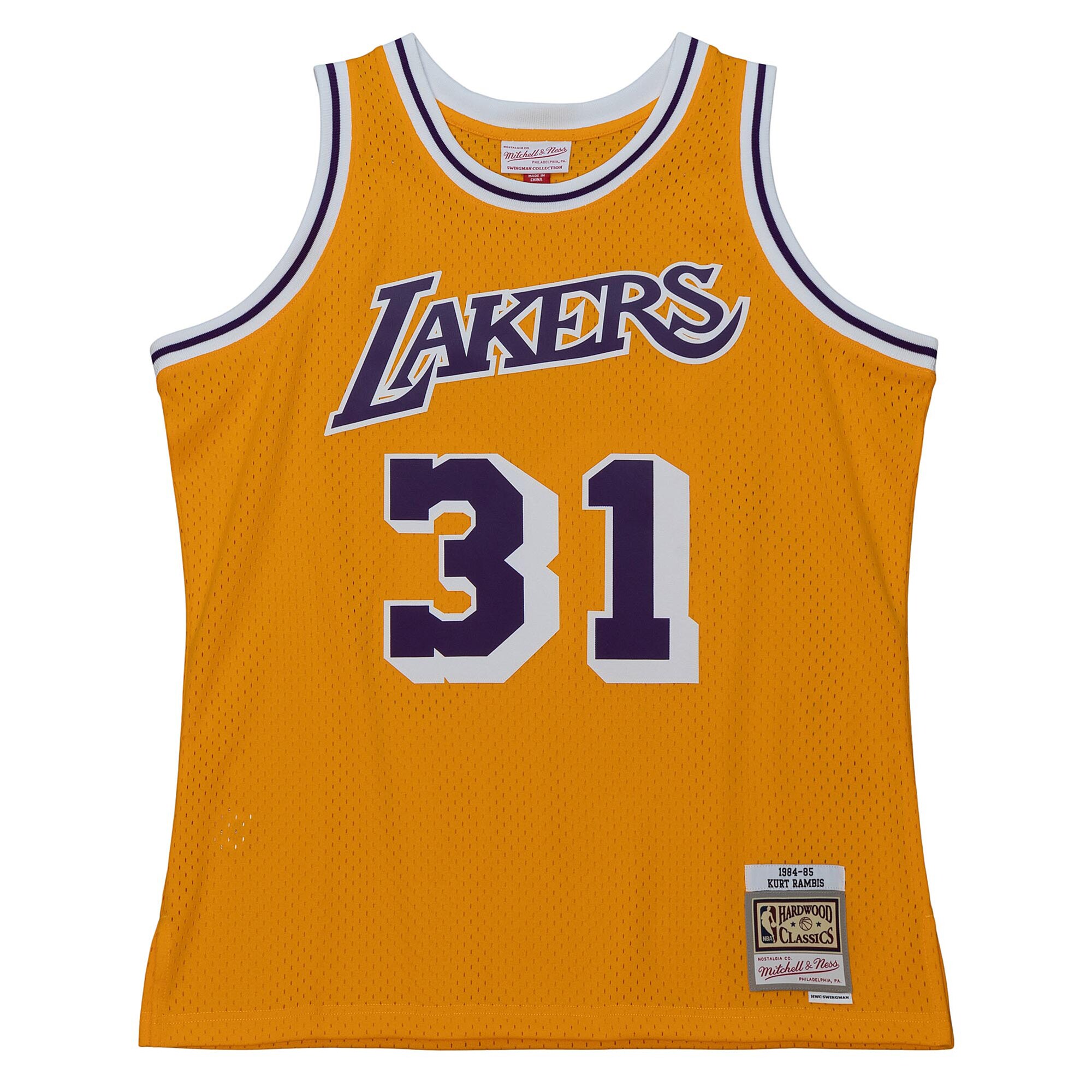 Men's Los Angeles Lakers Kurt Rambis Gold 1984/85 Swingman Jersey