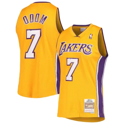Men's Los Angeles Lakers Lamar Odom Gold 2001/02 Hardwood Classics Swingman Jersey 01