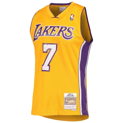 Men's Los Angeles Lakers Lamar Odom Gold 2001/02 Hardwood Classics Swingman Jersey 02