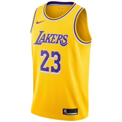 Men's Los Angeles Lakers LeBron James Gold Swingman Player Jersey - Icon Edition 02