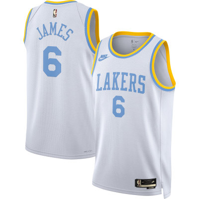 Men's Los Angeles Lakers LeBron James White Swingman Jersey - Classic Edition 01