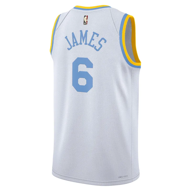 Men's Los Angeles Lakers LeBron James White Swingman Jersey - Classic Edition