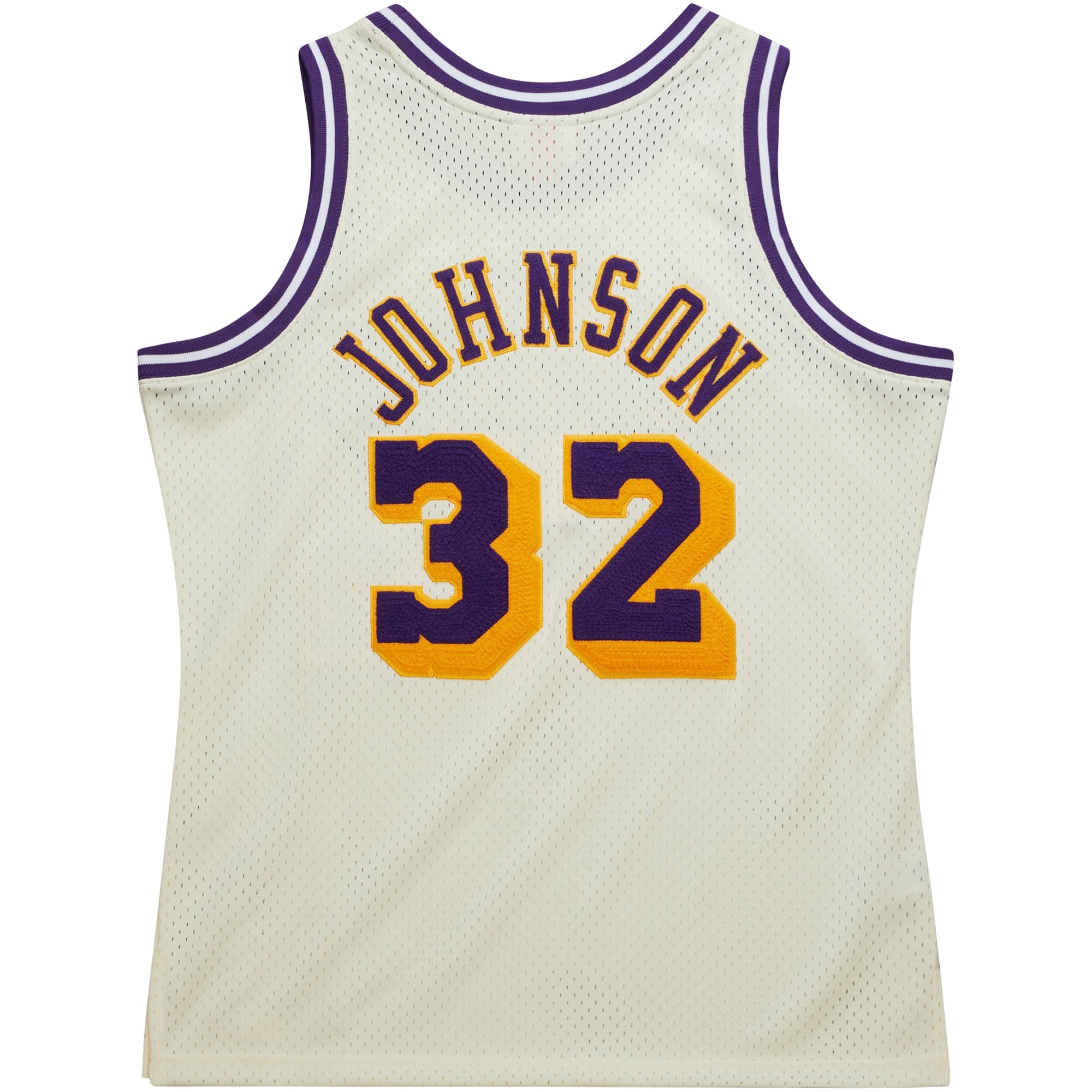 Men's Los Angeles Lakers Magic Johnson Cream Chainstitch Swingman Jersey