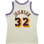 Men's Los Angeles Lakers Magic Johnson Cream Chainstitch Swingman Jersey