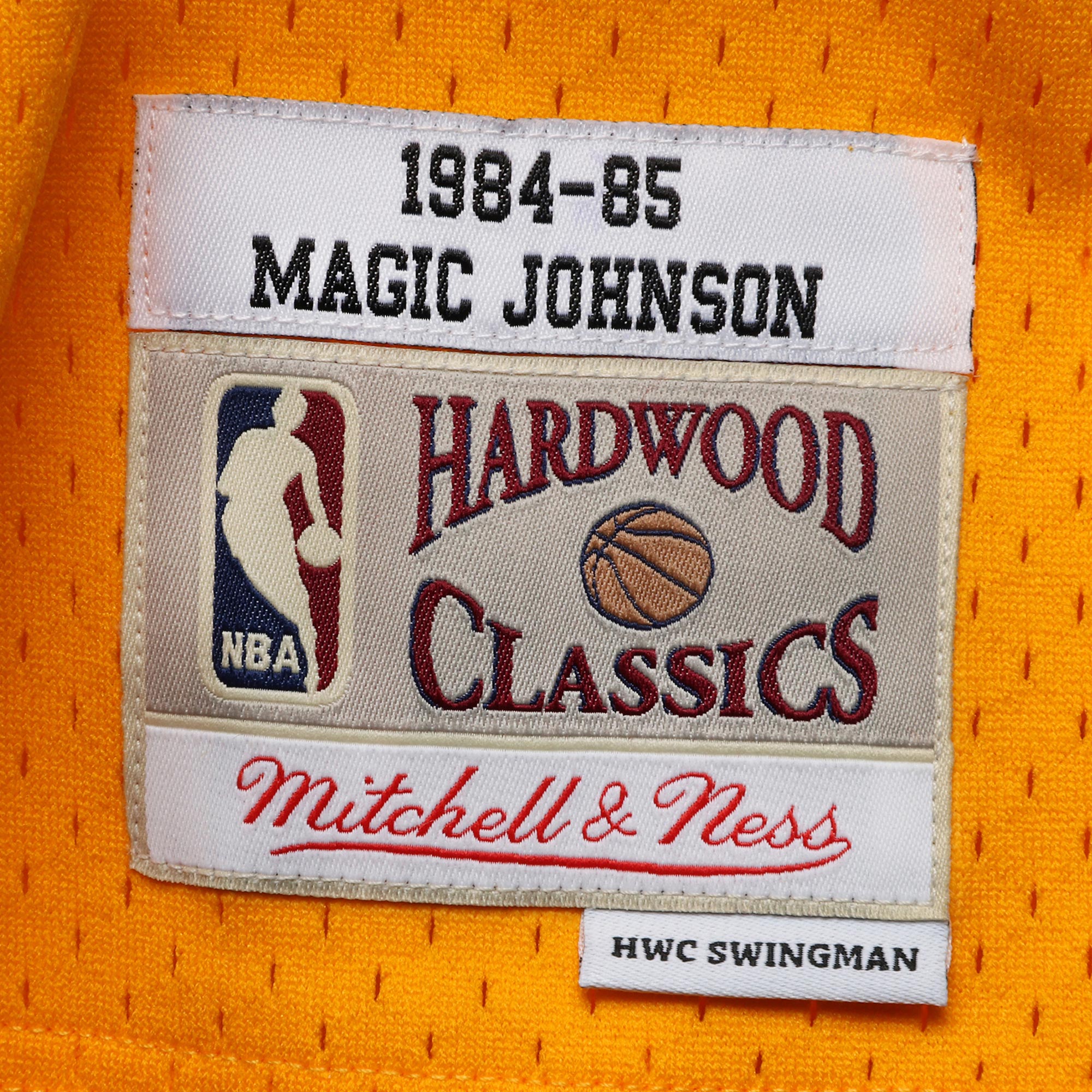 Men's Los Angeles Lakers Magic Johnson Gold 1984/85 Hardwood Classics Swingman Jersey