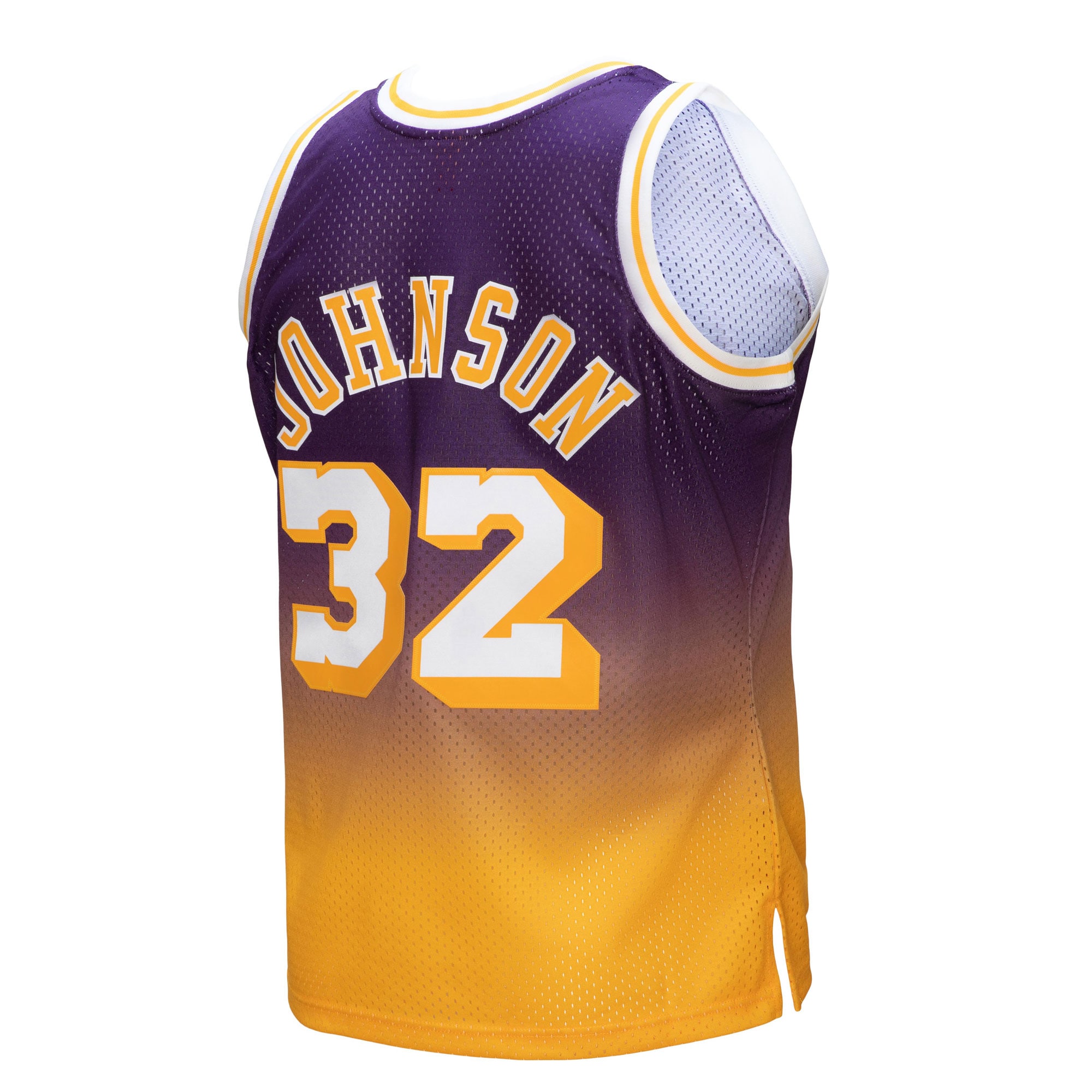 Men's Los Angeles Lakers Magic Johnson Gold/Purple 1984/85 Hardwood Classics Fadeaway Swingman Player Jersey