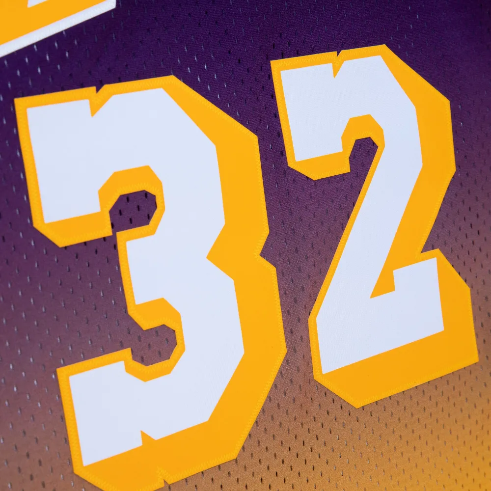 Men's Los Angeles Lakers Magic Johnson Gold/Purple 1984/85 Hardwood Classics Fadeaway Swingman Player Jersey